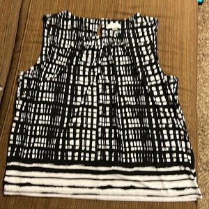 Calvin Klein Black and White Pleated Top 2X
